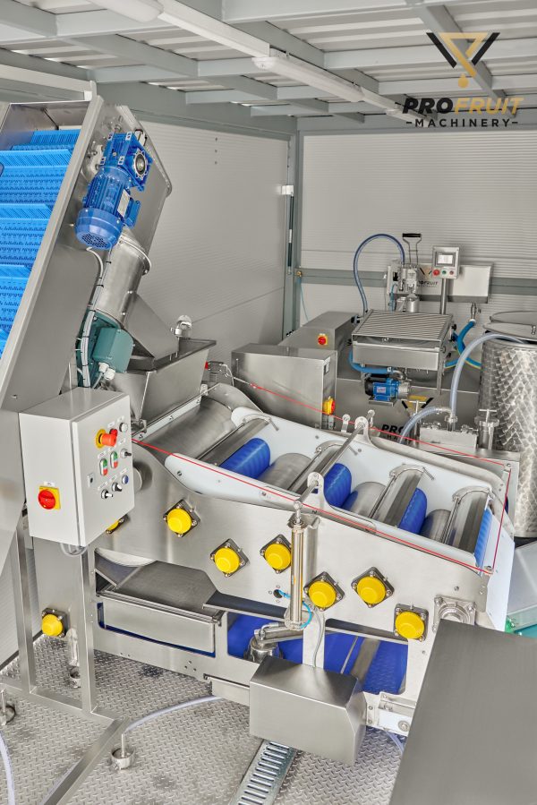 Machines inside the mobile juice processing plant