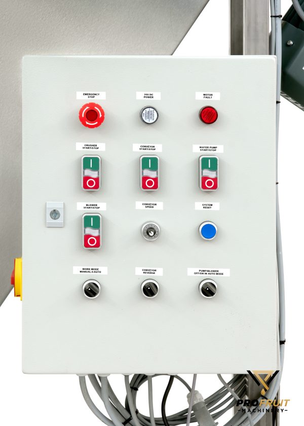 The central control box of Fruit bubble washer elevator mill 3000 kg/h