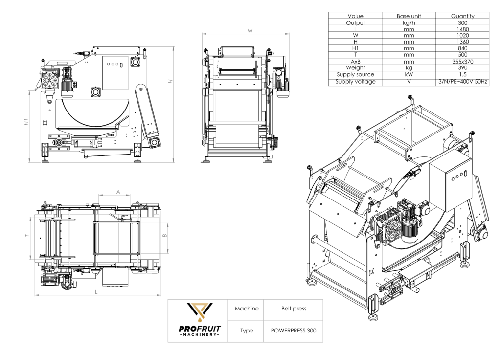 Pro Fruit Belt Press Powerpress 300 | Fruit Processing Machinery - ProFruit