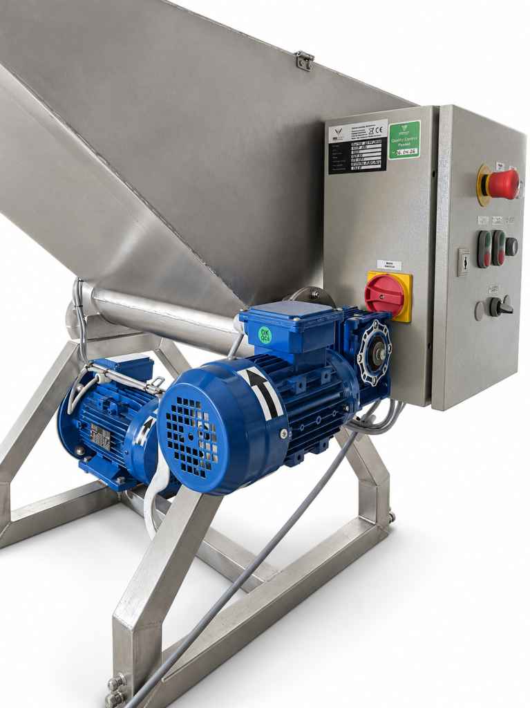 Drive motors and control panel of screw hopper tank